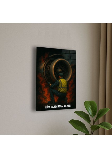 Uçak Teknik Temalı Cam Tablo Uçak Mühendisi Uçak Teknisyeni Hediye Isme Özel Doğum Günü, Ev Hediyesi fiyatları