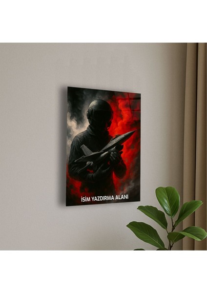 Savaş Pilotu ve Uçak Temalı Cam Tablo Pilot Hediye Asker Hediye Isme Özel Doğum Günü, Ev Hediyesi fiyatları