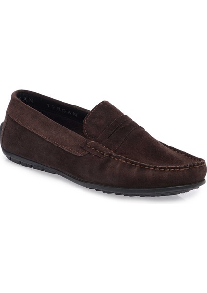 Kahve Hakiki Süet Deri Erkek Loafer - E25I1AY57298-B85