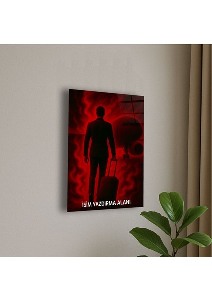 Erkek Kabin Görevlisi Temalı Cam Tablo Kabin Görevlisi Hediye Isme Özel Doğum Günü, Ev Hediyesi fiyatları