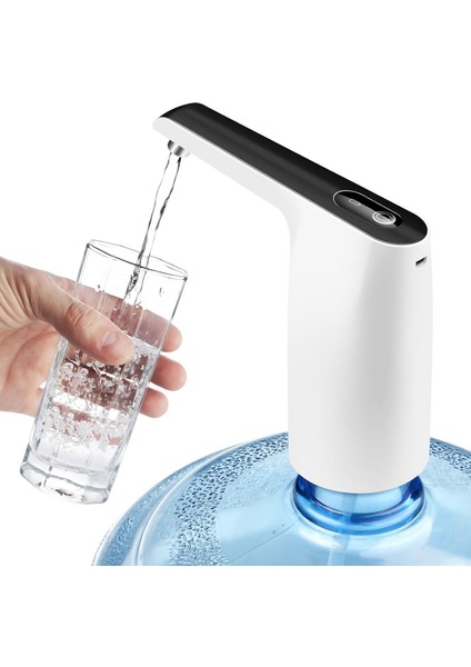 Galon Su Sebili Pompası, Elektrikli Su Şişesi Pompası Şarj Edilebilir, Taşınabilir USB Şarj 2-5 Galon Için Otomatik Içme Suyu Sürahi Dispenseri (Siyah) (Yurt Dışından)