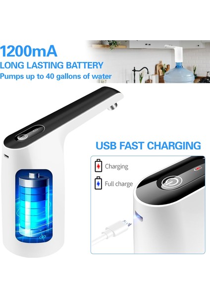 Galon Su Sebili Pompası, Elektrikli Su Şişesi Pompası Şarj Edilebilir, Taşınabilir USB Şarj 2-5 Galon Için Otomatik Içme Suyu Sürahi Dispenseri (Siyah) (Yurt Dışından) fiyatları