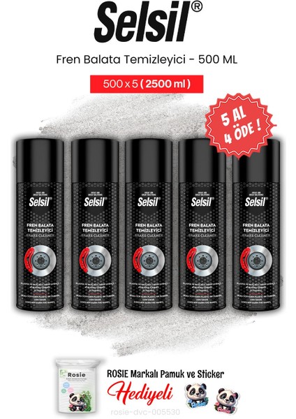 5 Al 4 Öde Fren Balata Temizleyici Sprey, 500 ml ve Rosie Pamuk