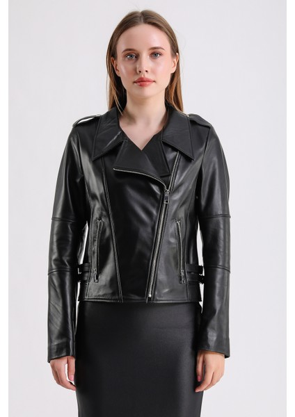 Ariana Kadın Deri Biker Ceket