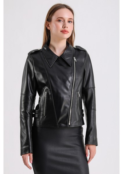 Ariana Kadın Deri Biker Ceket modelleri