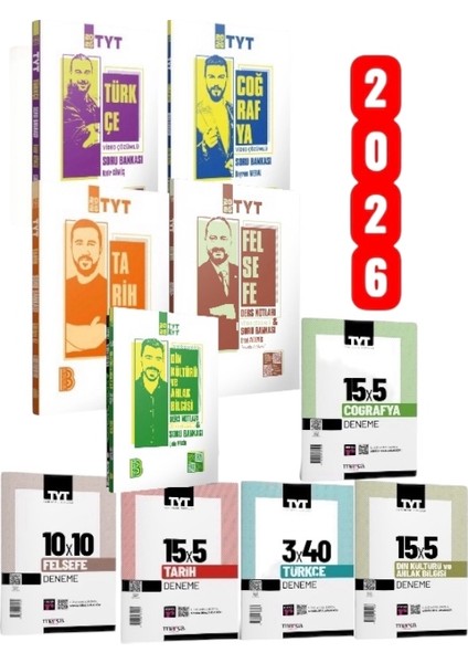 2026 Tyt Sözel Set Türkçe - Tarih- Coğrafya - Felsefe ve Din Kültürü Soru Bankası 5'li Set -5 Deneme