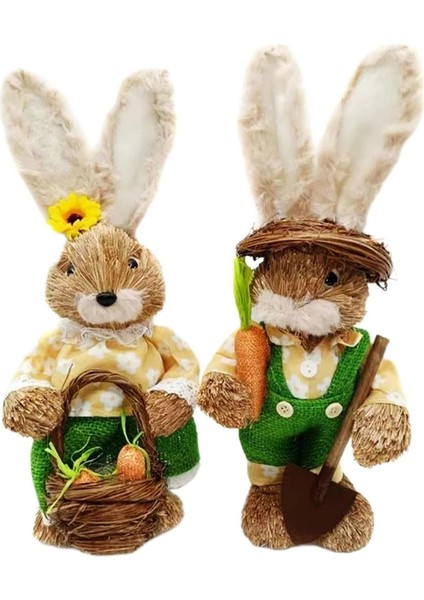 1 Çift Sevimli Çim Tavşan Paskalya Çiftçi Tavşan Bebek Düğün Parti Dekorasyonu (Yurt Dışından) fiyatları