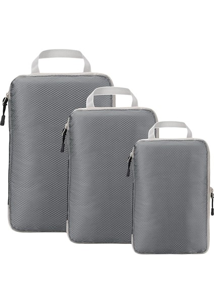 Düzenleyici Paketleme Küpleri 3 Adet Çok Işlevli Seyahat Saklama Çantası Temel Çanta Gri (Yurt Dışından)