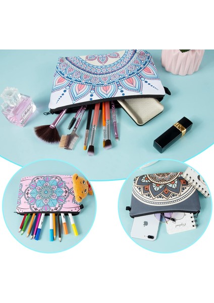 Küçük Kozmetik Çantası, 4 Adet Mandala Çiçek Desenli Kozmetik Çantası, Su Geçirmez Seyahat Kişisel Bakım Çantası, Çok Fonksiyonlu Saklama Çantası, Kızlar Için, MULTICOLOR00 (Yurt Dışından) fırsatları
