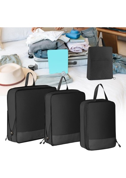 4 Adet Sıkıştırma Ambalaj Küpleri Seti Bagaj Ambalaj Organizatör Dolap Organizatörler Çanta Seyahat Saklama Çantası Yürüyüş Kamp Için, Siyah (Yurt Dışından) fiyatları