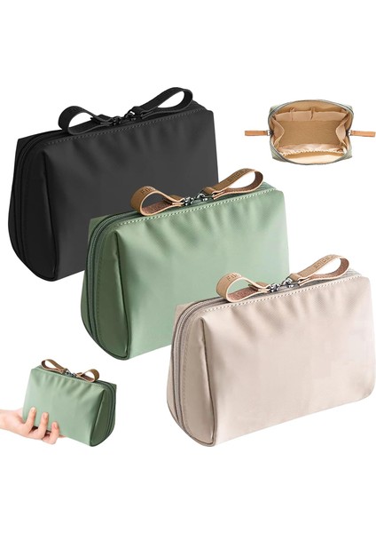 3 Adet Naylon Kozmetik Çantası, Kozmetik Çantası, Küçük, Bölmeli Seyahat Makyaj Çantası, Su Geçirmez ve Hafif Saklama Çantası, Seyahat, Kişisel Bakım Çantası, El Çantası, Seyahat I (Yurt Dışından)