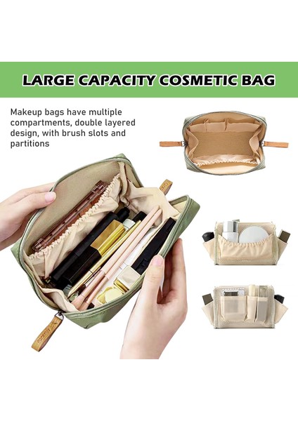 3 Adet Naylon Kozmetik Çantası, Kozmetik Çantası, Küçük, Bölmeli Seyahat Makyaj Çantası, Su Geçirmez ve Hafif Saklama Çantası, Seyahat, Kişisel Bakım Çantası, El Çantası, Seyahat I (Yurt Dışından) modelleri