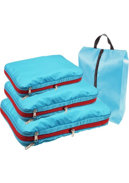 Bavul Için Paketleme Küpleri Seyahat Saklama Çantası Bagaj Saklama Çantası Ayakkabı Çantalı Mavi (Yurt Dışından)