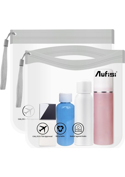 Temizle Seyahat Tuvalet Çantası 20X20CM Havaalanı Güvenlik Onaylı Sıvı Torbaları, Gri - 2 Adet, Seyahat Tuvalet Çantası (Yurt Dışından)