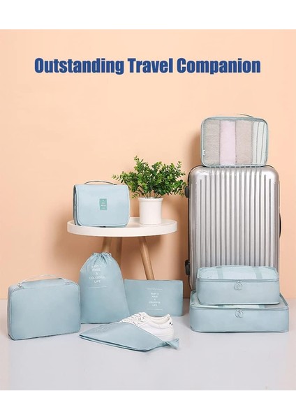 8 Parça Paketleme Küpü Seti, Seyahat Bavul Düzenleyici Saklama Çantaları Bavul Paketleme Kılıfları Güncellenmiş Tuvalet Çantası, Çamaşır Çantası ve Ayakkabı Çantası Dahil (Bej) (Yurt Dışından) fiyatları