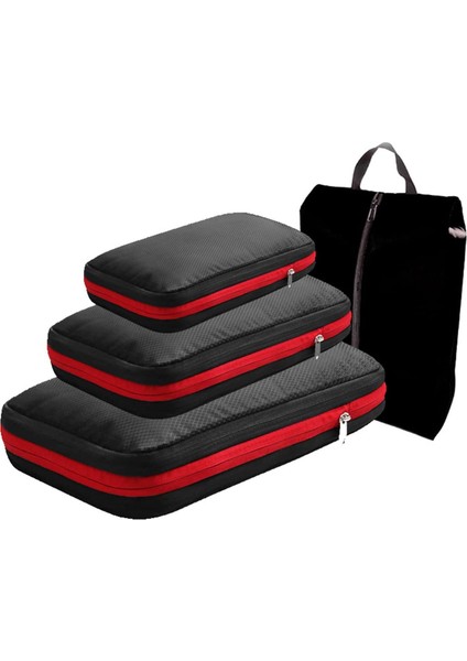 Bavul Için Paketleme Küpleri, Seyahat Saklama Çantası, Ayakkabı Çantalı Bagaj Saklama Çantası, Siyah (Yurt Dışından)