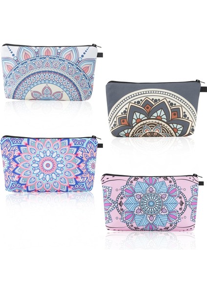 Küçük Kozmetik Çantası, 4 Adet Mandala Çiçek Desenli Kozmetik Çantası, Su Geçirmez Seyahat Kişisel Bakım Çantası, Çok Fonksiyonlu Saklama Çantası, Kızlar Için, MULTICOLOR00 (Yurt Dışından)