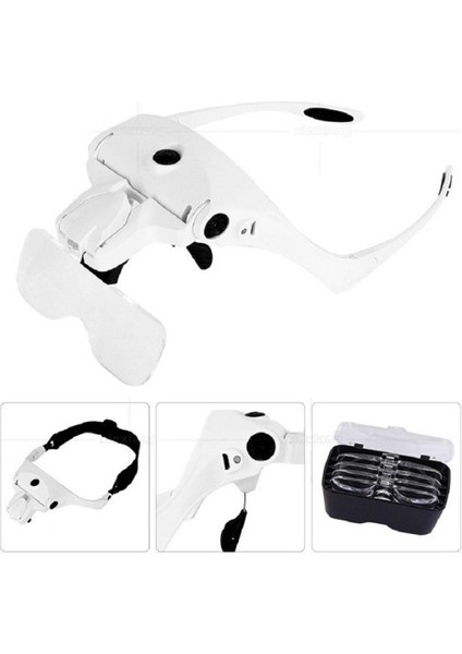 -Şarjlı Gözlük Büyüteç Çalışma Büyüteci 5 Lensli 9892B2C