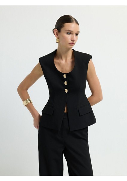 Cep Kapaklı Yelek Siyah 17944736001 fırsatları