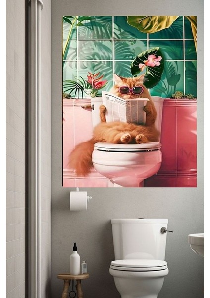 Wc Kedi 2 Komik Kanvas Tablo Ev Duvar Salon Ofis Dükkan Hediyelik Dekarasyon Süsü
