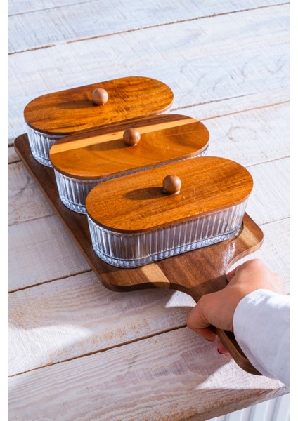 Gemmy 3 Lü Akasya Tepsili Sunumluk Seti fırsatları