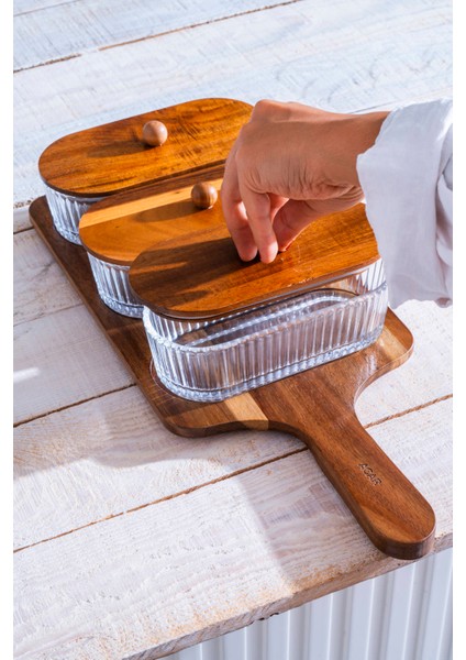 Gemmy 3 Lü Akasya Tepsili Sunumluk Seti indirimleri