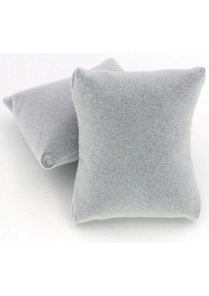 Süet Kumaş Gri Renk 5 Adet 8/8 cm Takı Yastığı