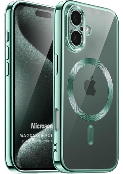 Apple iPhone 17 Kılıf Magsafe Luxury Electroplate Yeşil