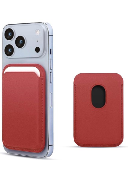 Apple iPhone 17 Pro Max Leather Wallet Magsafe Kırmızı