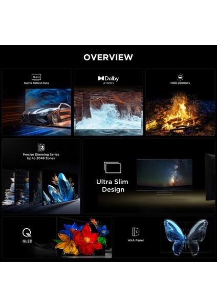 65Q7C 65" 165 Ekran Uydu Alıcılı 4K Ultra HD MiniLED Google TV