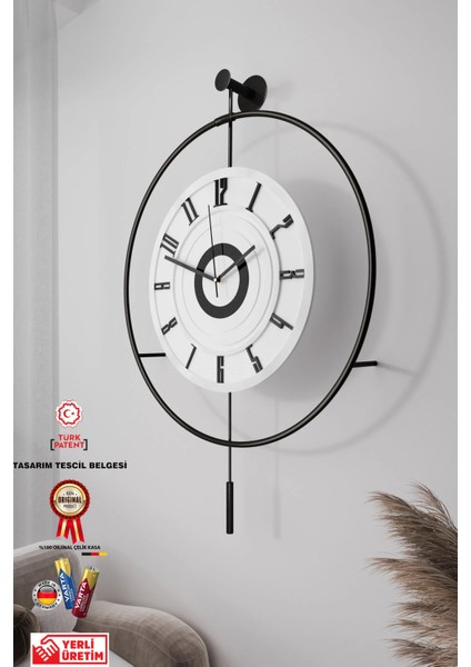 Xxl(60*80 cm) Black Fred (3 Pil ile Gelir ) LED Kristal - Modern Metal Duvar Saati