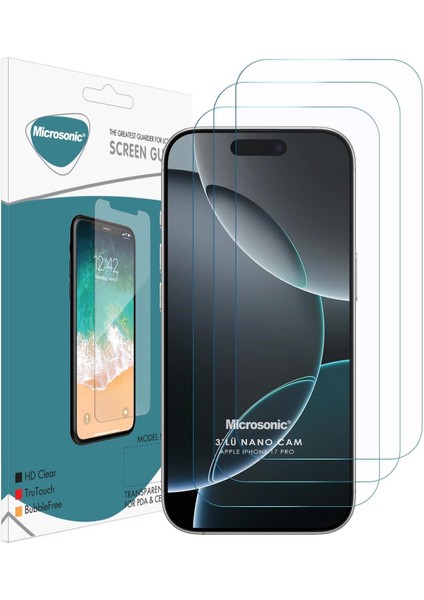 Apple iPhone 17 Pro Max Screen Protector Nano Glass Cam Ekran Koruyucu (3`lü Paket) fiyatları