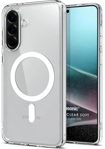 Samsung Galaxy A36 Kılıf Magsafe Clear Sararmaz Şeffaf