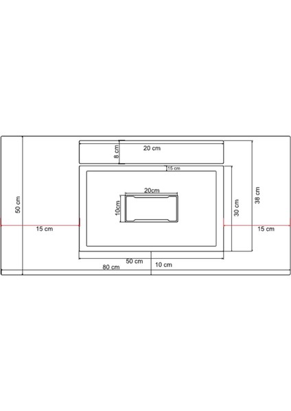 Flatstone 80X50 Siyah Etajerli Granit Banyo Lavabosu modelleri