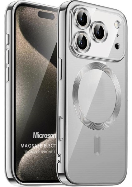 Apple iPhone 17 Pro Kılıf Magsafe Luxury Electroplate Gümüş