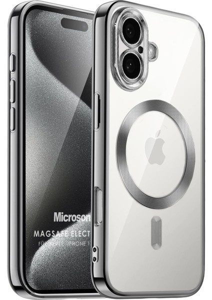 Apple iPhone 17 Kılıf Magsafe Luxury Electroplate Koyu Gri