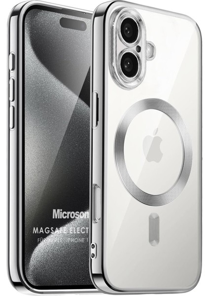 Apple iPhone 17 Kılıf Magsafe Luxury Electroplate Gümüş