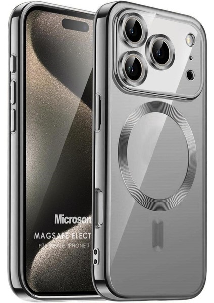 Apple iPhone 17 Pro Kılıf Magsafe Luxury Electroplate Koyu Gri