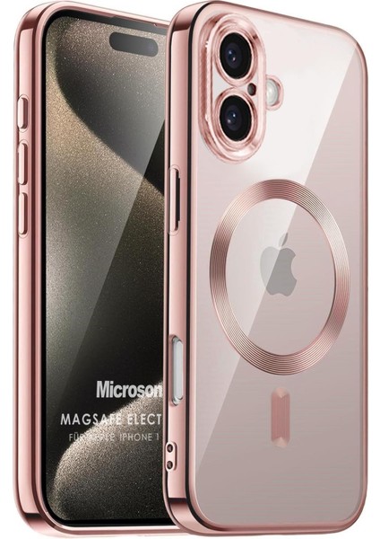 Apple iPhone 17 Kılıf Magsafe Luxury Electroplate Rose Gold