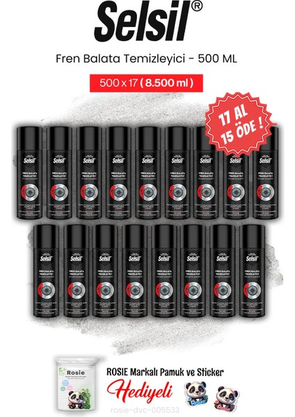 Fren Balata Temizleyici Sprey 500 Ml, 17 Al 15 Öde ve Rosie Pamuk
