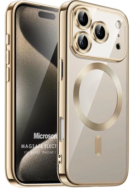 Apple iPhone 17 Pro Kılıf Magsafe Luxury Electroplate Gold