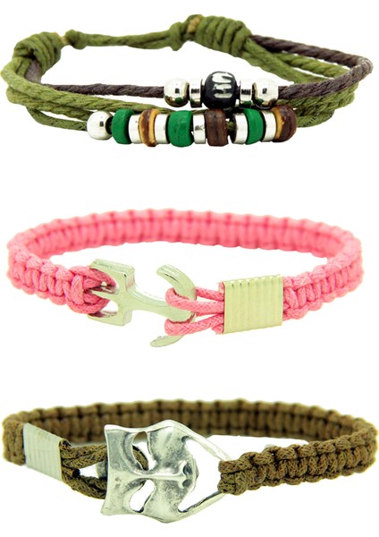 Örme Paracord Ip Metal Figür Uniseks Bileklik Paketi