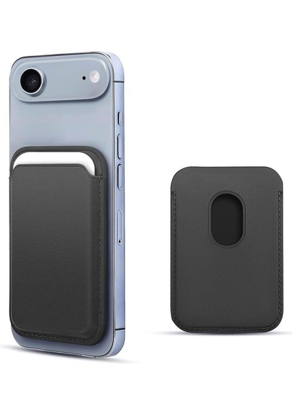 Apple iPhone 17 Air Leather Wallet Magsafe Siyah