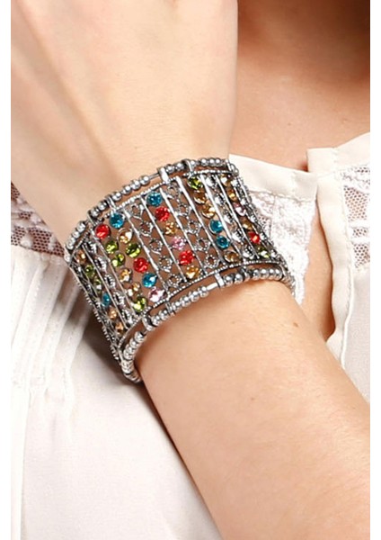 Renkli Taşlı Kelepçe Bilezik Paketi modelleri