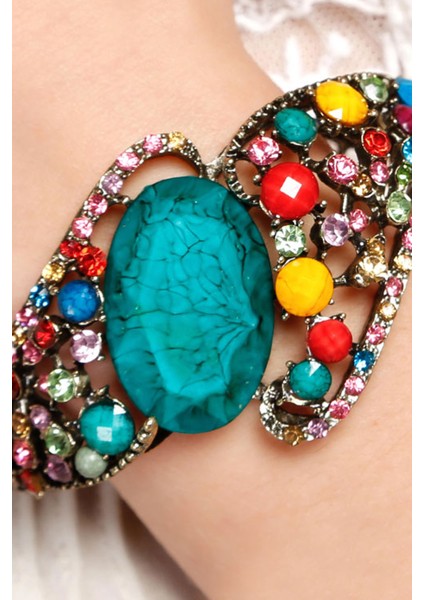 Renkli Taşlı Kelepçe Bilezik Paketi indirimleri