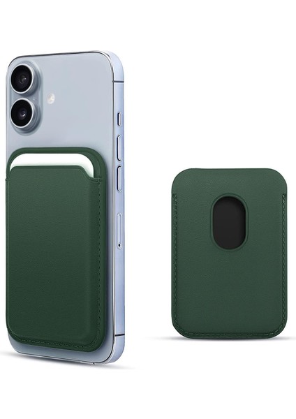 Apple iPhone 17 Leather Wallet Magsafe Koyu Yeşil