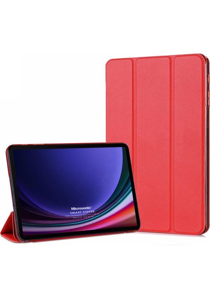 Samsung Galaxy Tab S10 Fe Kılıf Slim Translucent Back Smart Cover Kırmızı