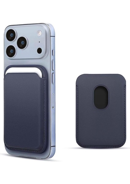 Apple iPhone 17 Pro Leather Wallet Magsafe Lacivert