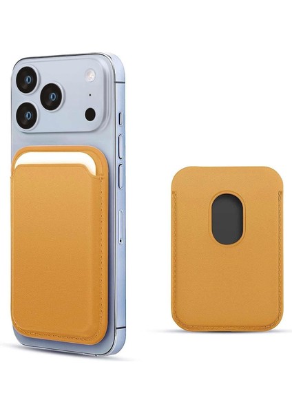 Apple iPhone 17 Pro Max Leather Wallet Magsafe Sarı