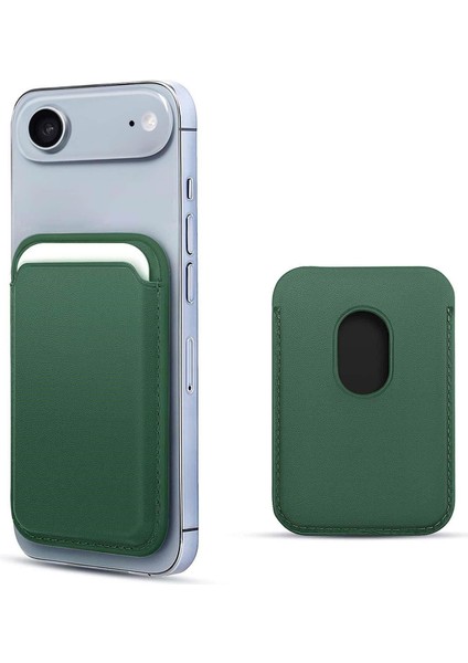 Apple iPhone 17 Air Leather Wallet Magsafe Yeşil